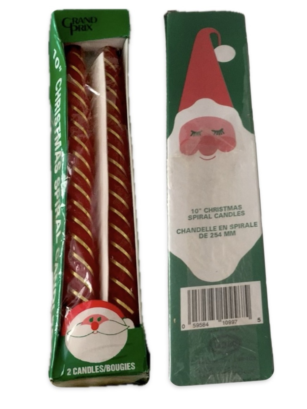 Grand Prix Christmas Red Gold Accent Spiral Taper Candles Set of 2 10” NIB